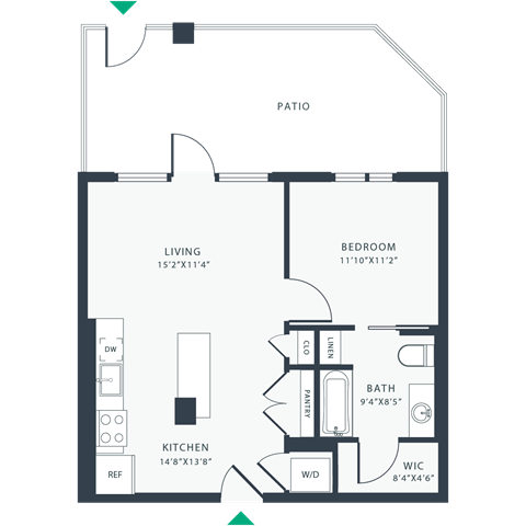 a floor plan of a unit with a bedroom and a living room